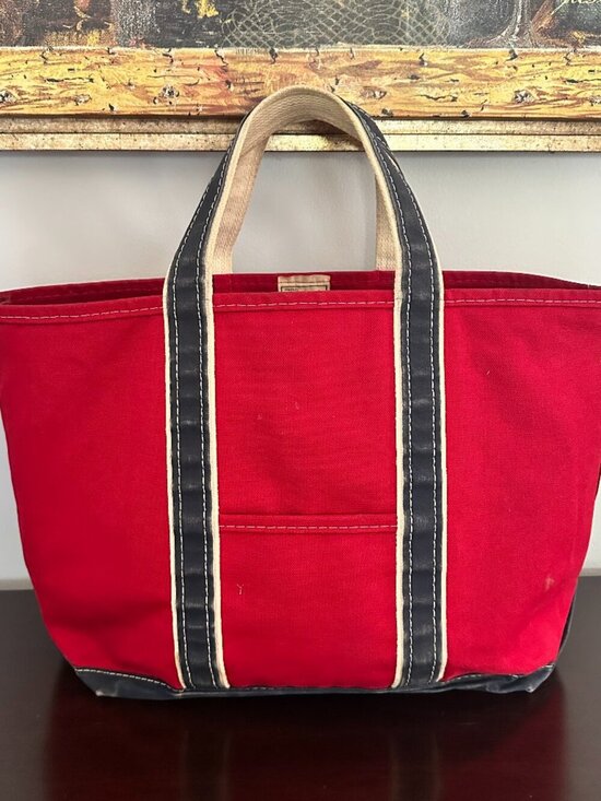 L.L. Bean Handbags - Rare Vintage 80s L.L. Bean Boat And Tote Red Blue Canvas Large Bag